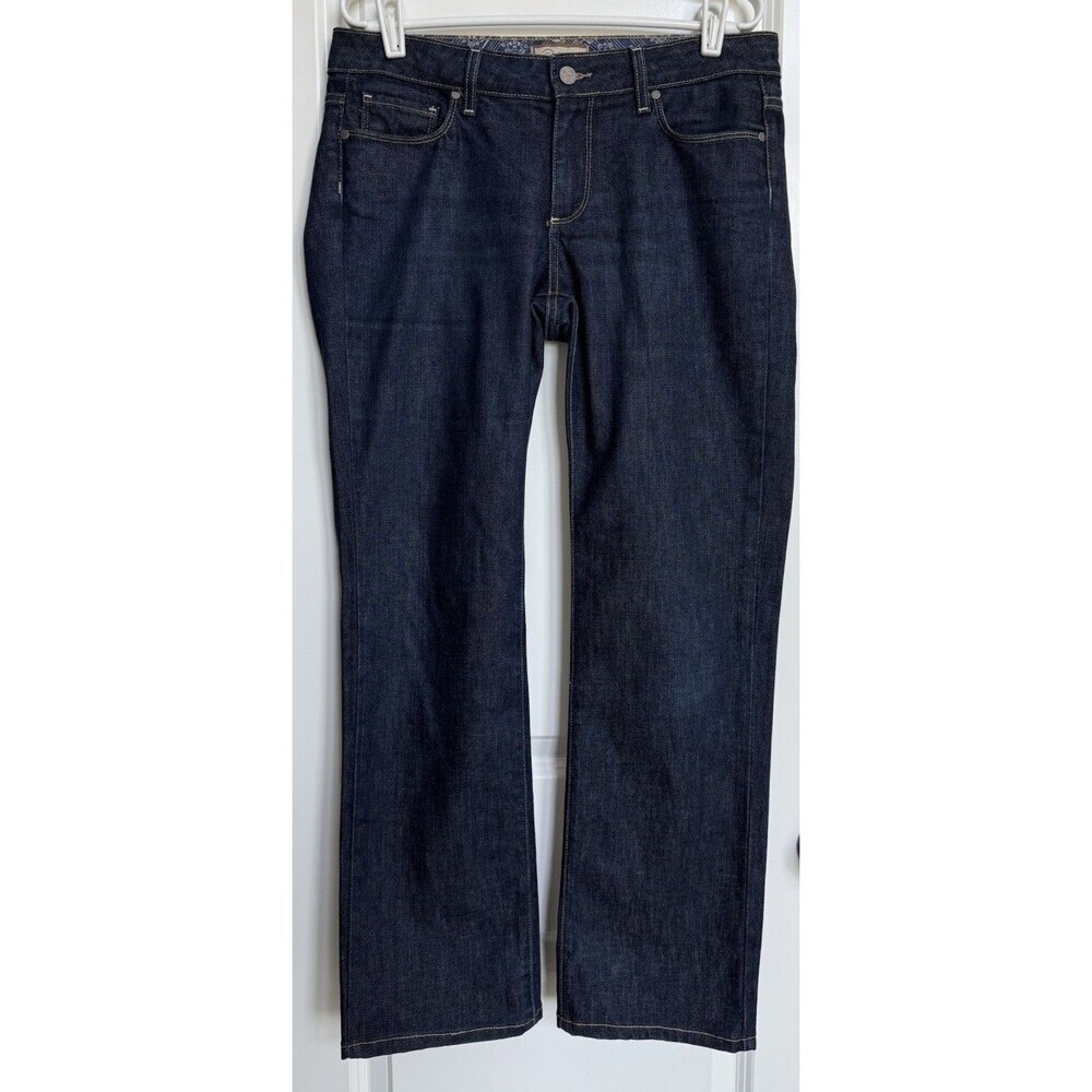 Paige Melrose Straight Jeans Womens 30 Blue Dark Wash Denim Cotton Blend Zip Fly